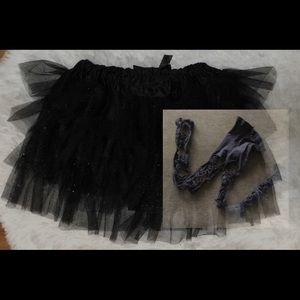 Black glitter skirt and cut out hose